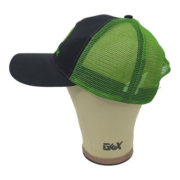 John Deere Mesh Patch Logo Strapback Cap Trucker Baseball Hat Black Green - Picture 8 of 13